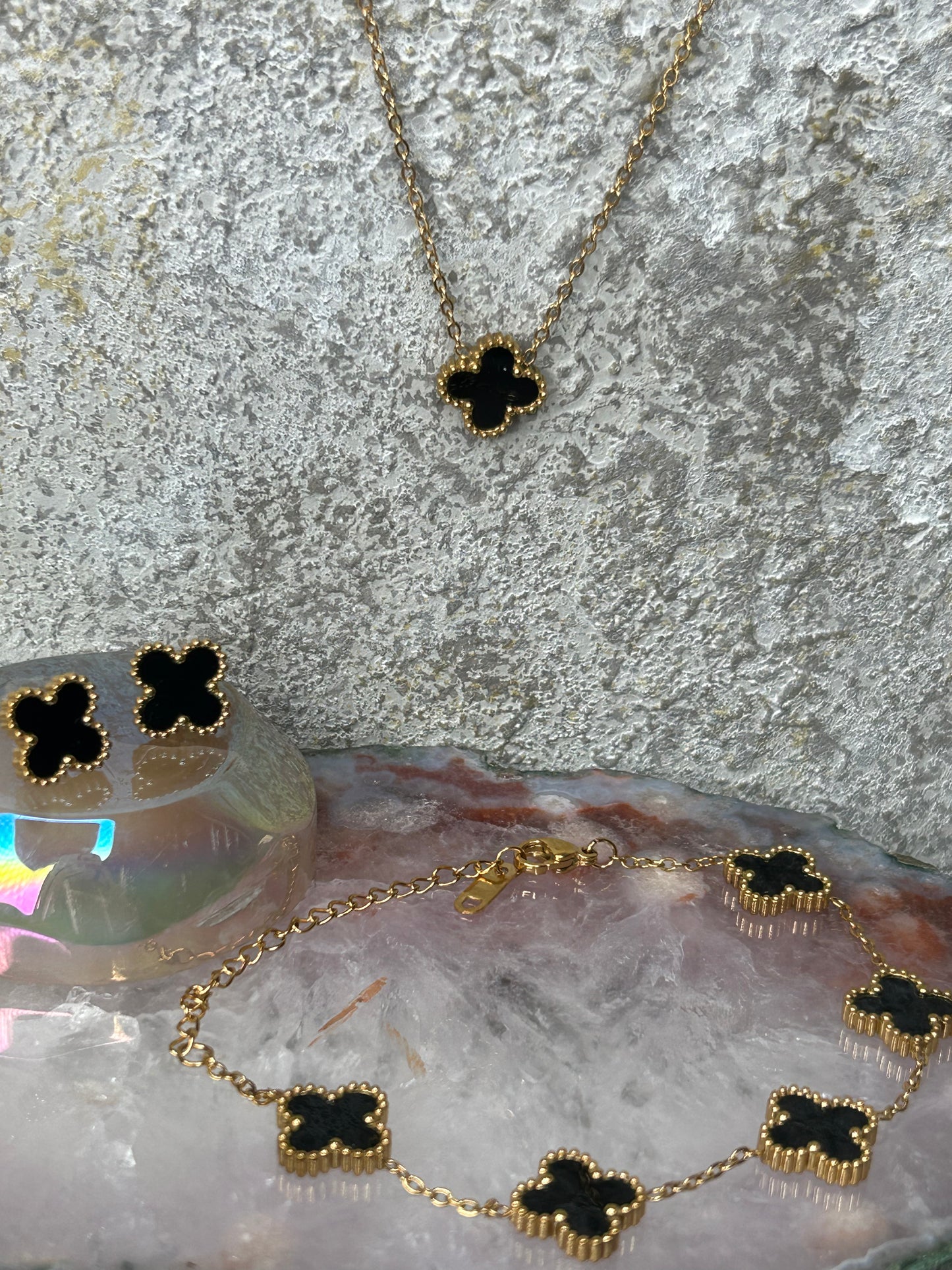 Lucky Clover 18k gold plated jewlery Set