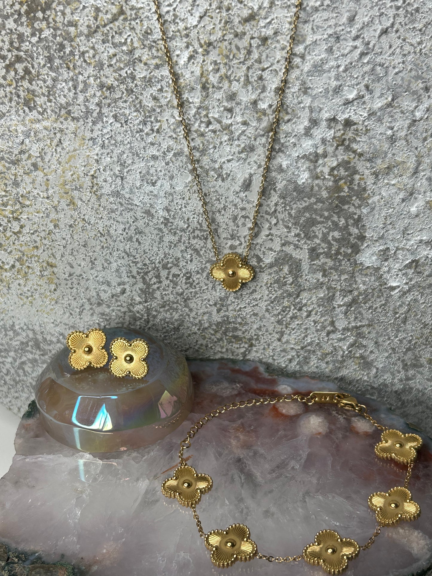 Lucky Clover 18k gold plated jewlery Set