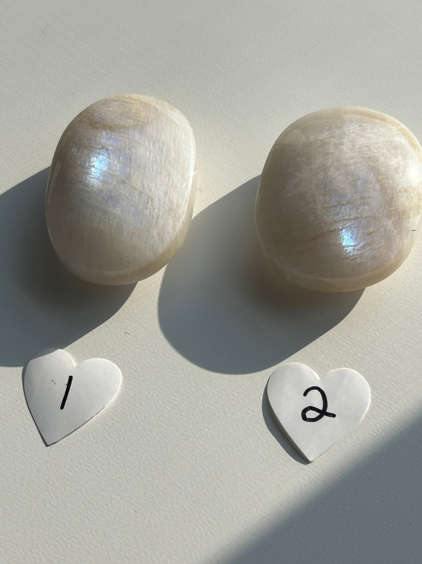 Super Flashy Smooth Polished Moonstone Palm Stone