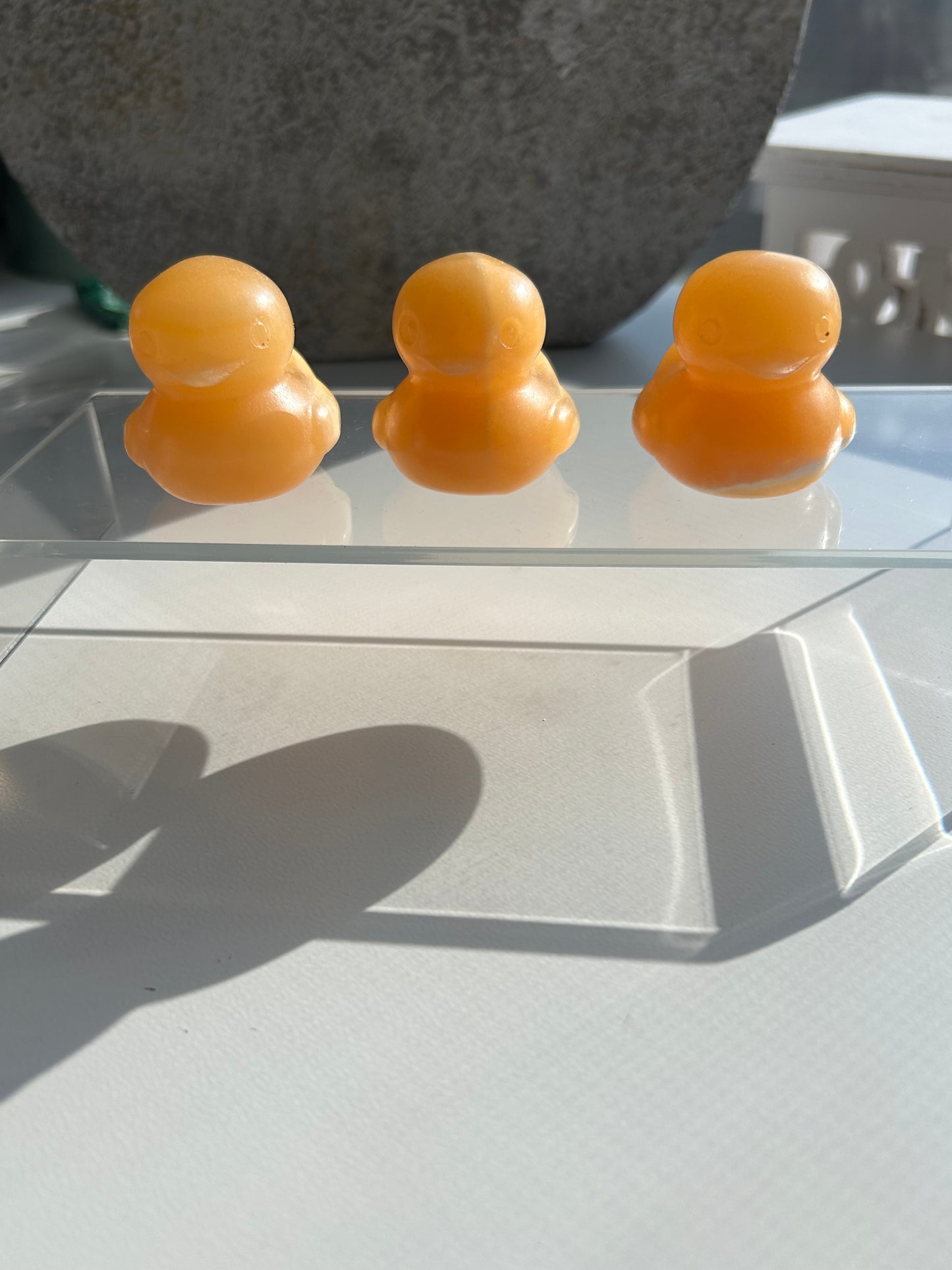 Orange Calcite Carved Duckies