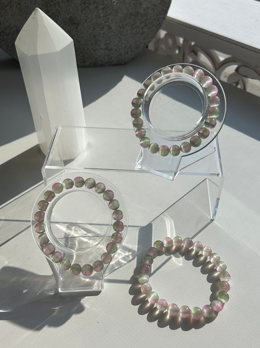 Watermelon Selenite Beaded Bracelet