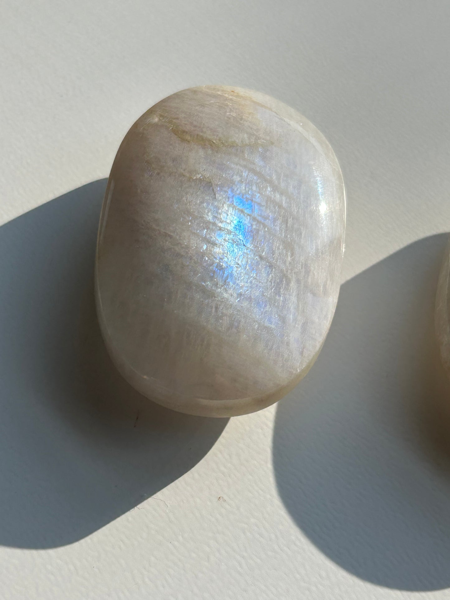 Super Flashy Smooth Polished Moonstone Palm Stone