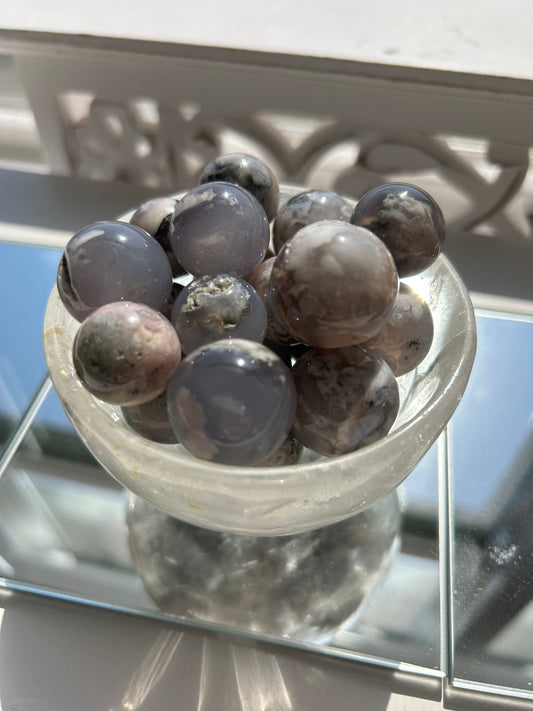 Black Flower Agate Sphere