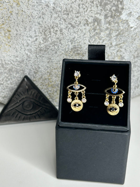 Evil Eye Gold Dangle earrings