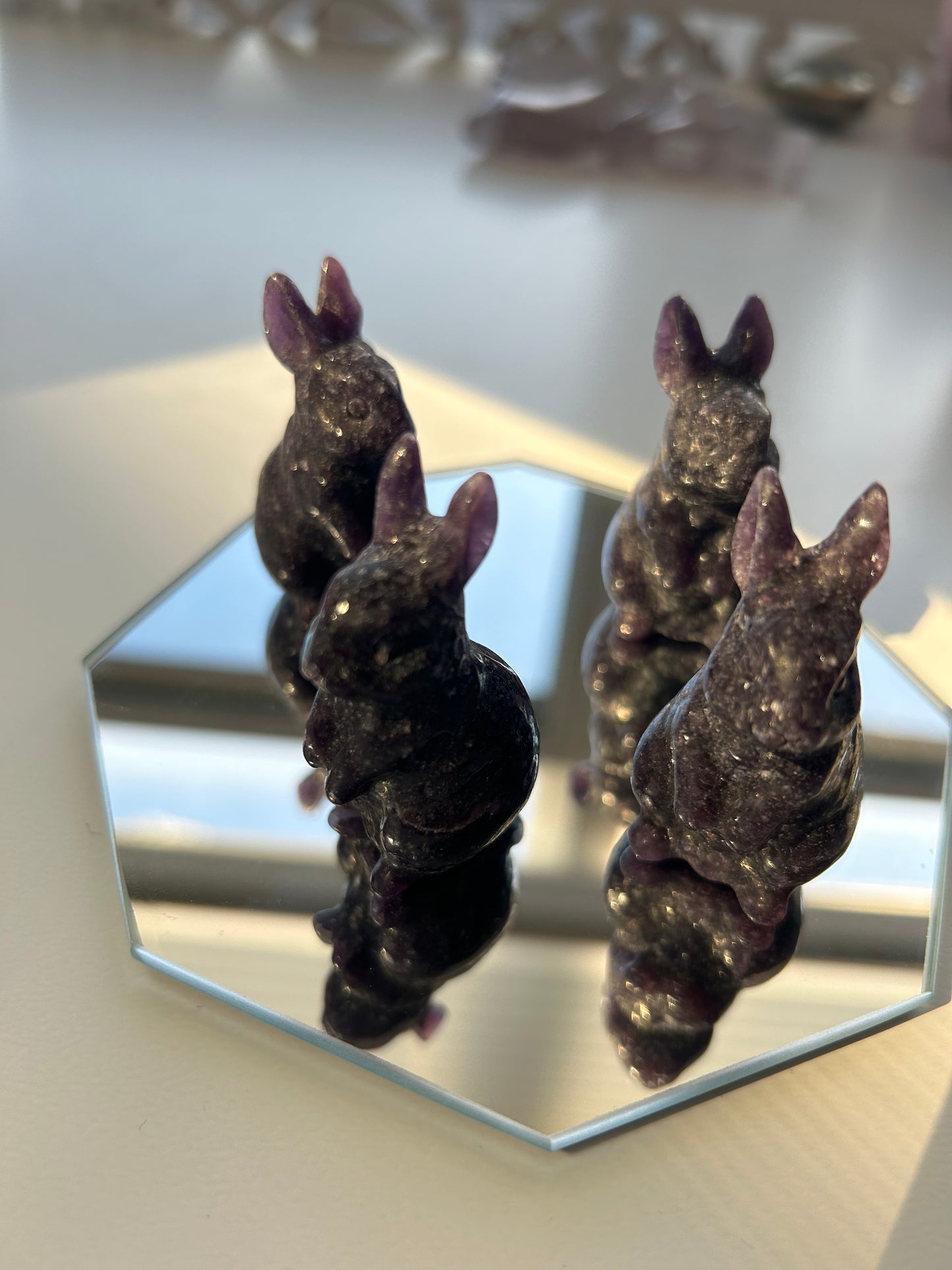 Mini Lepidolite Rabbit Carving