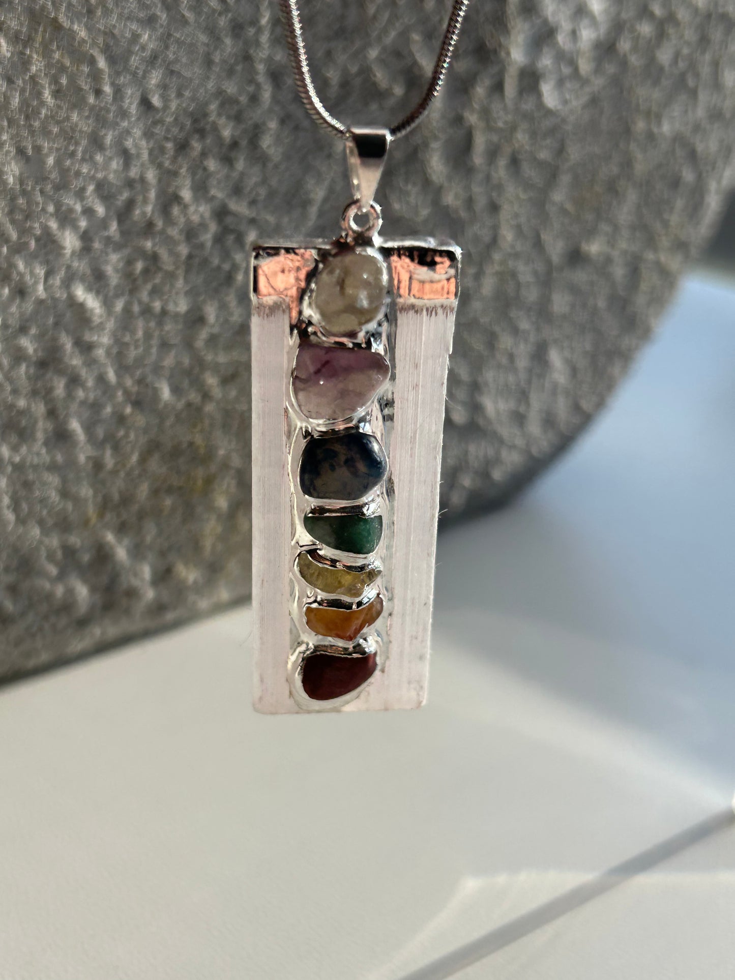 Selenite Chakra Pendant with necklace