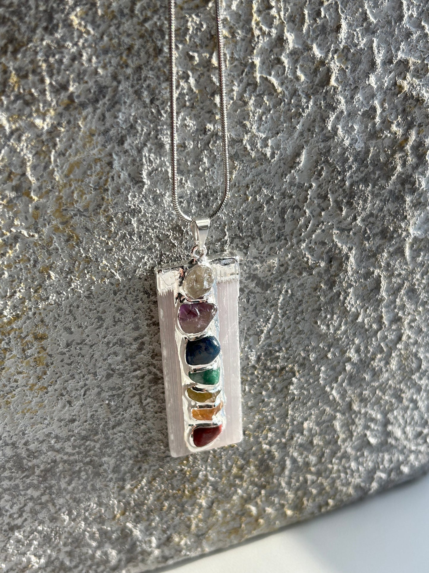 Selenite Chakra Pendant with necklace