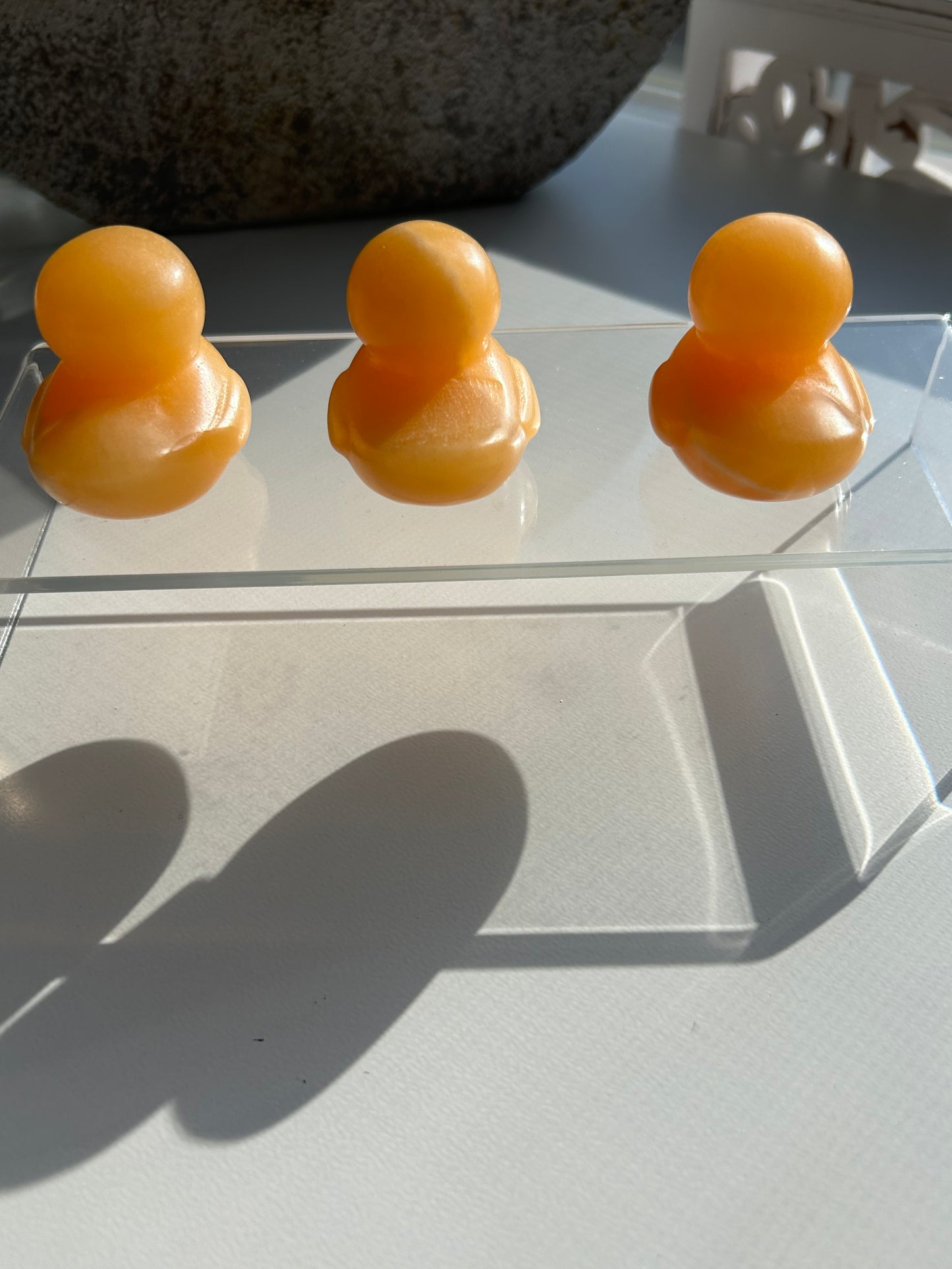 Orange Calcite Carved Duckies