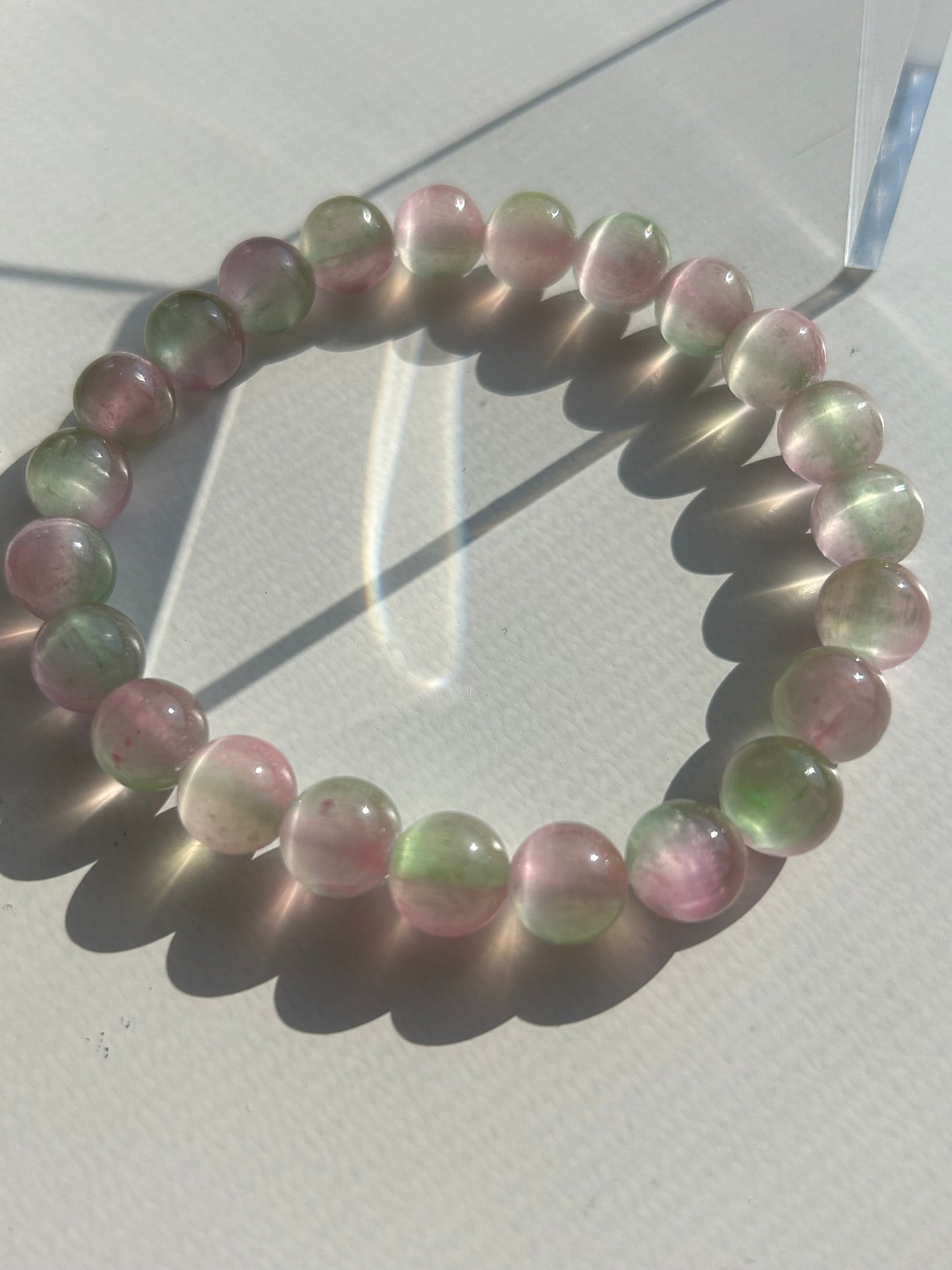 Watermelon Selenite Beaded Bracelet