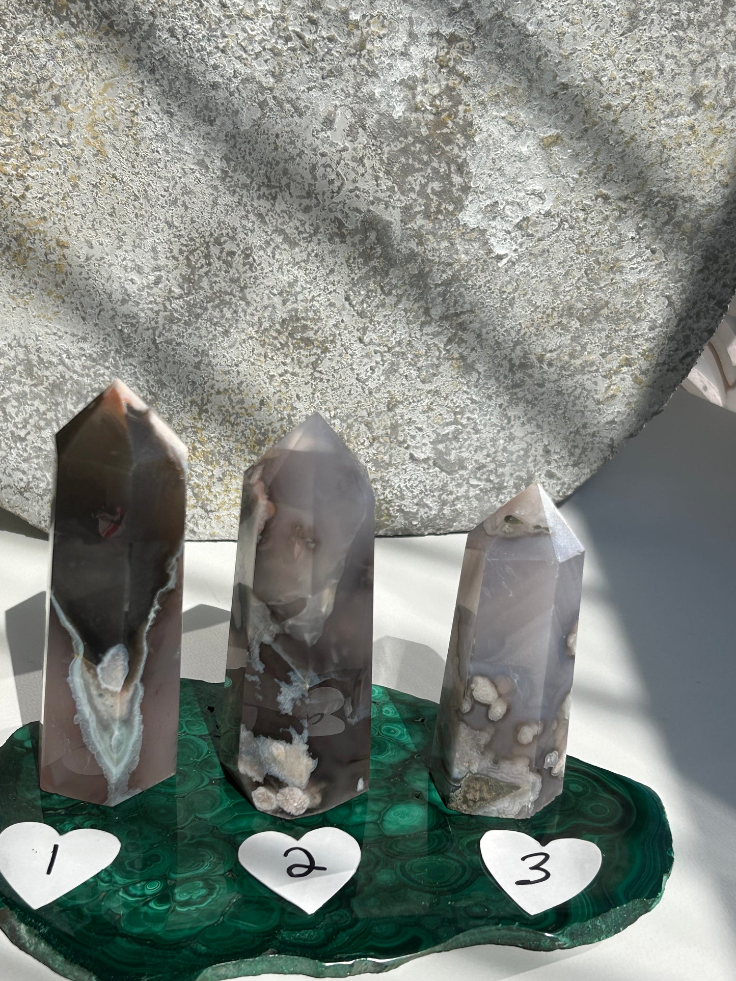 Black Flower Agate tower