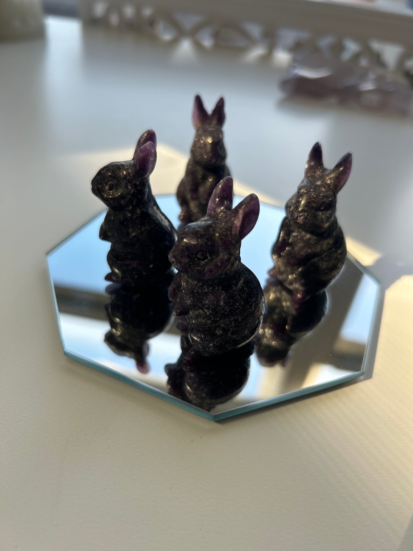 Mini Lepidolite Rabbit Carving