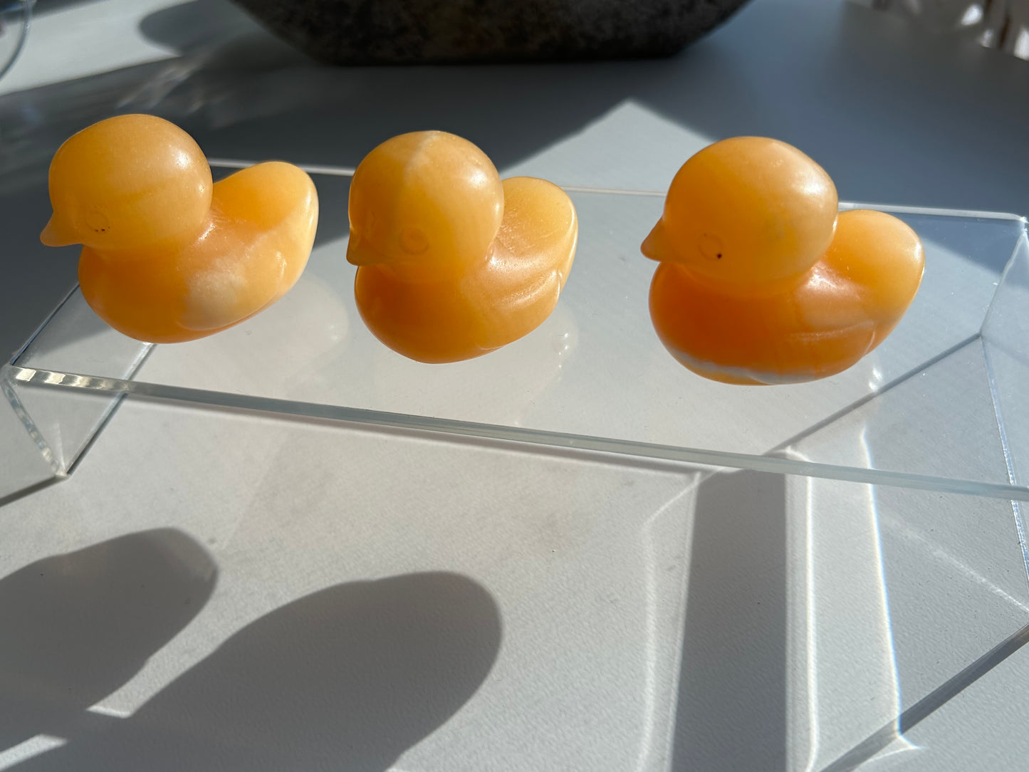 Orange Calcite Carved Duckies