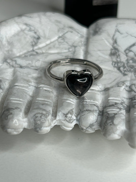 Hypersthene Heart Ring ss925