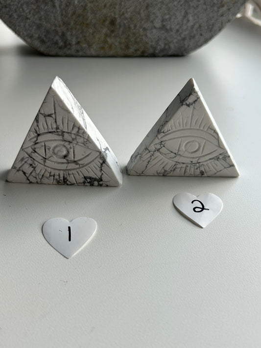 Howlite All seeing eye  triangle carving